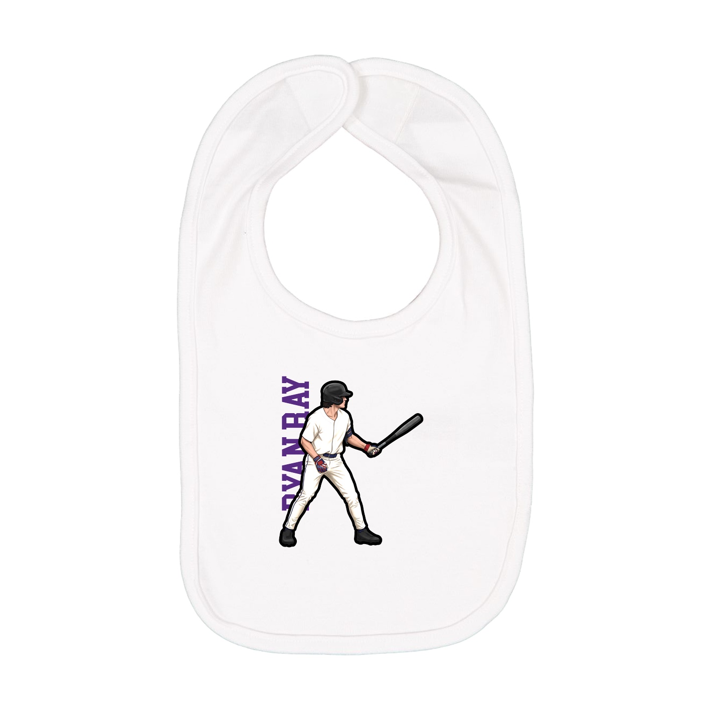 Infant Bib — Name Vertical in White