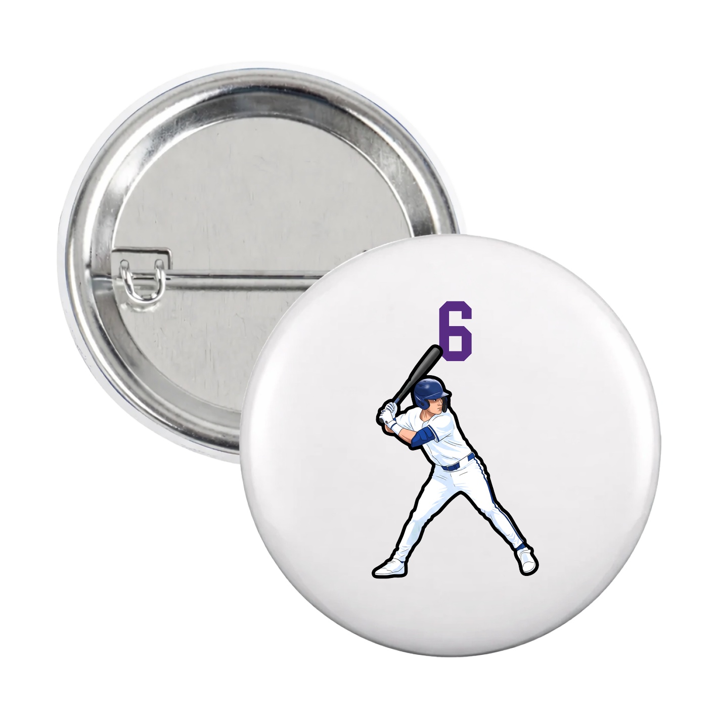 Game Day Button — Number Top in White