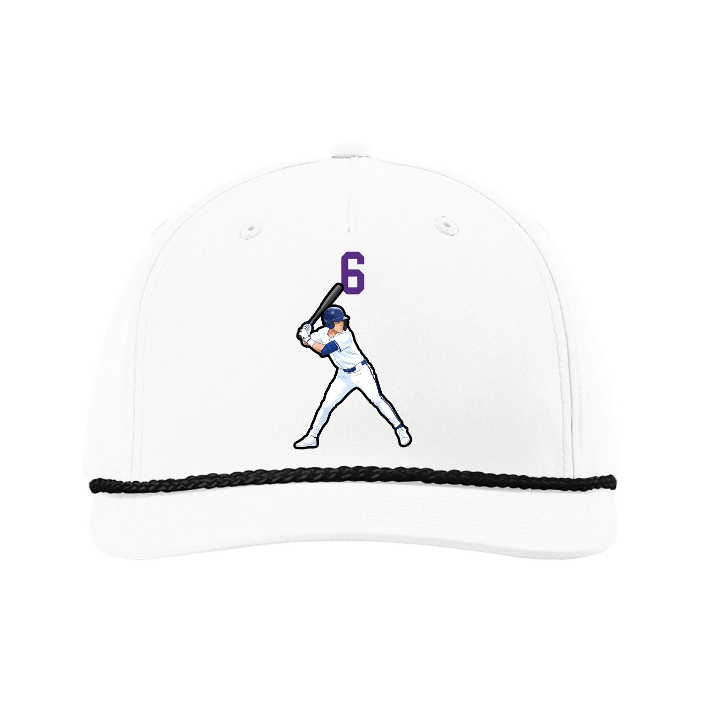 Five-Panel Classic Rope Cap — Number Top in White