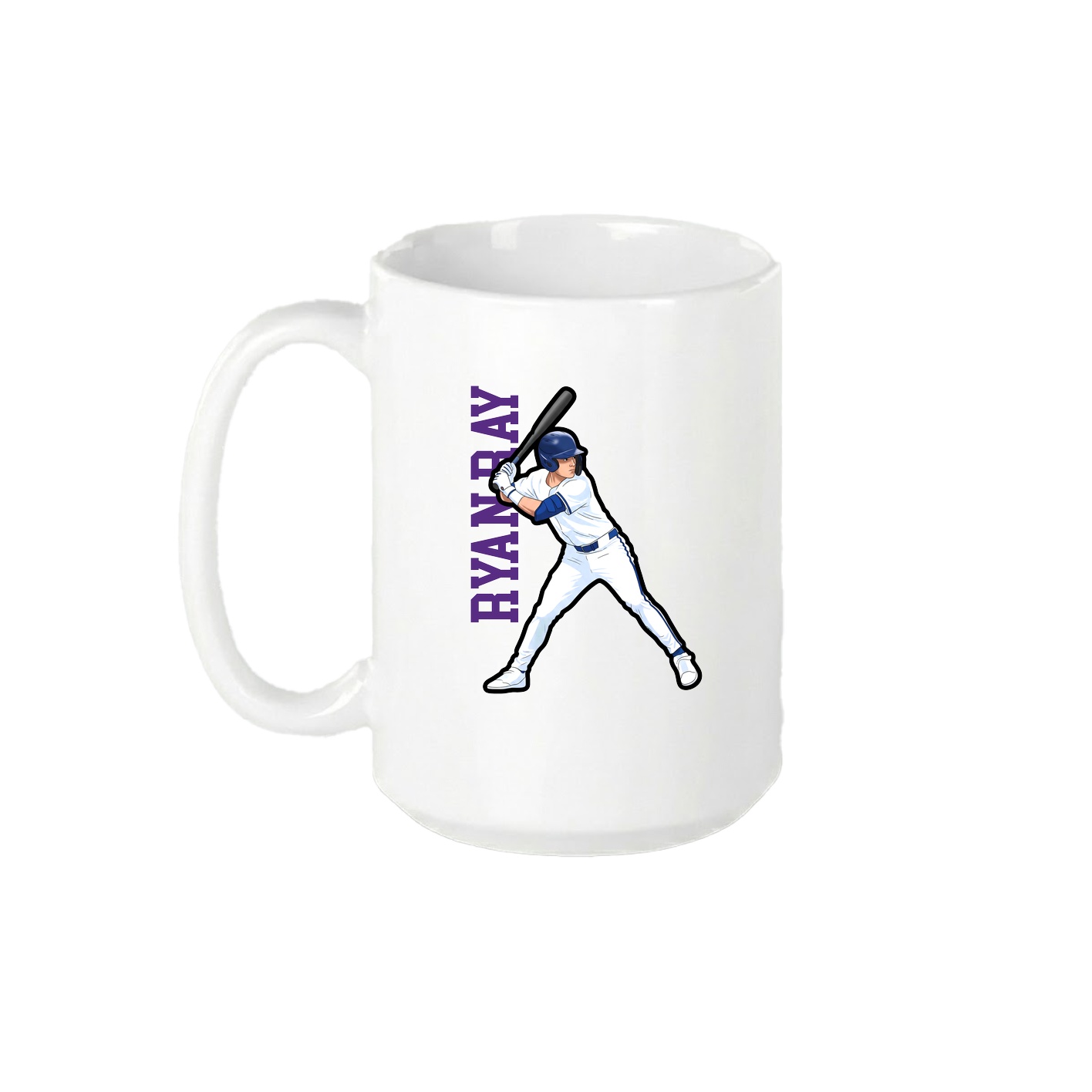 15oz Coffee Mug — Name Vertical in White