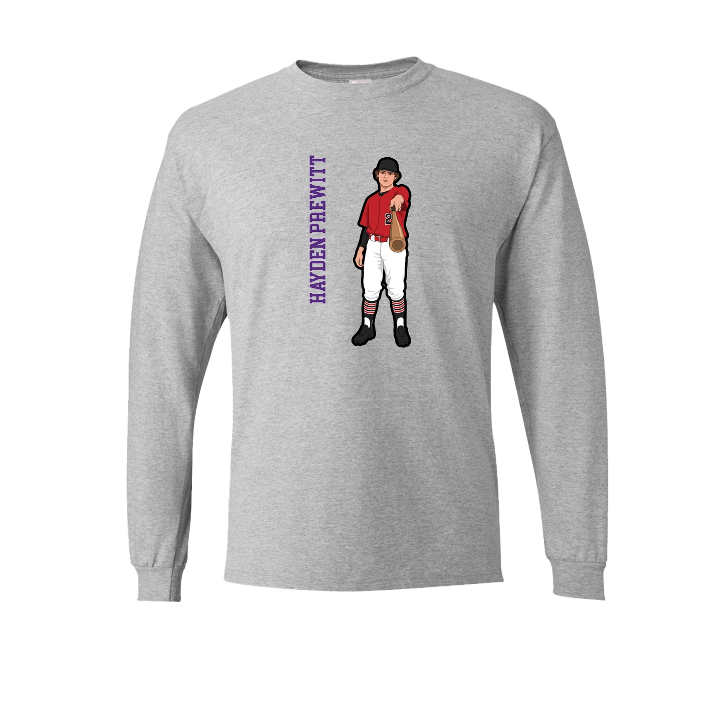 Long Sleeve Tee — Name Vertical in Grey