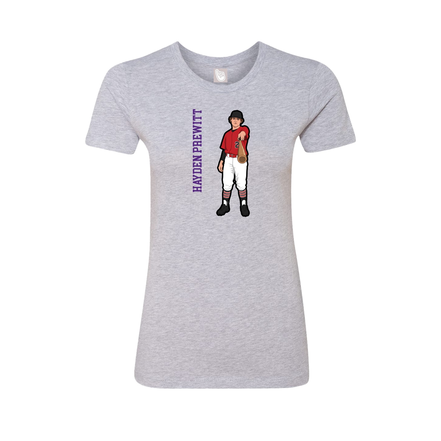 Womens Tee — Name Vertical in Grey