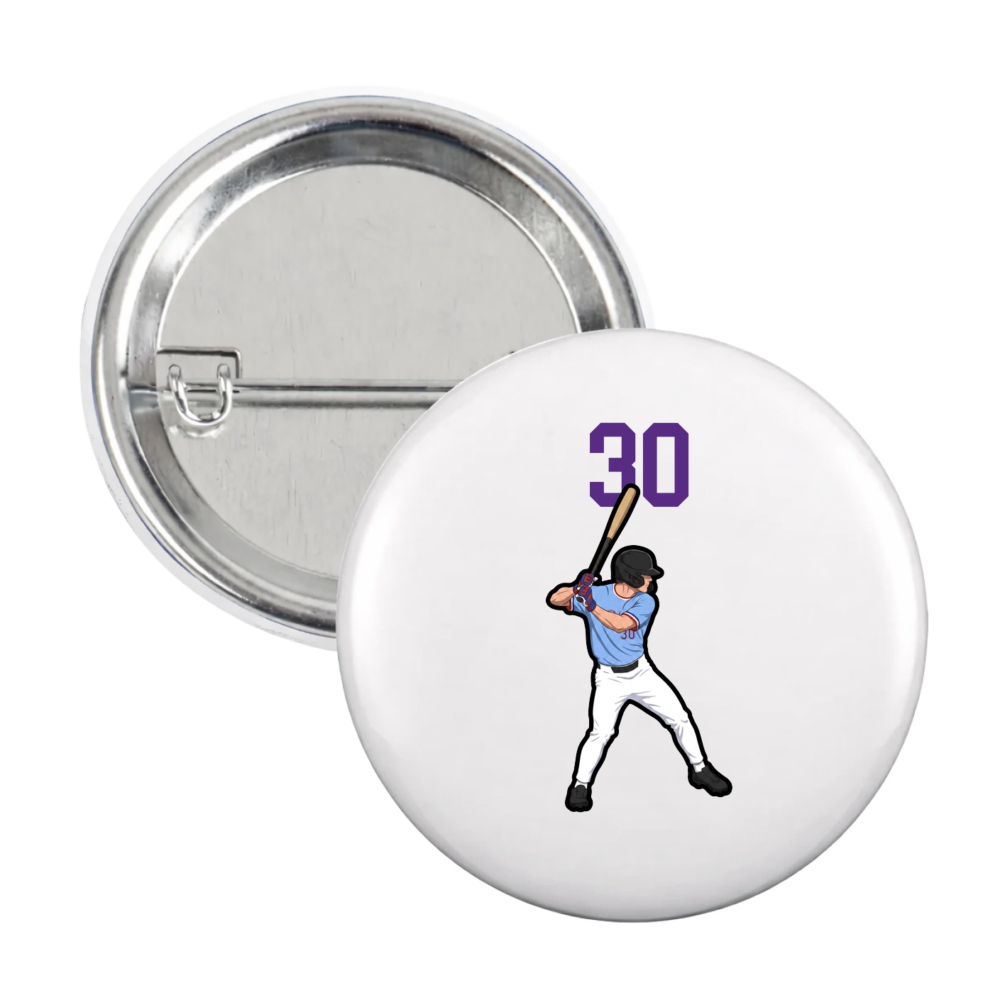 Game Day Button — Number Top in White