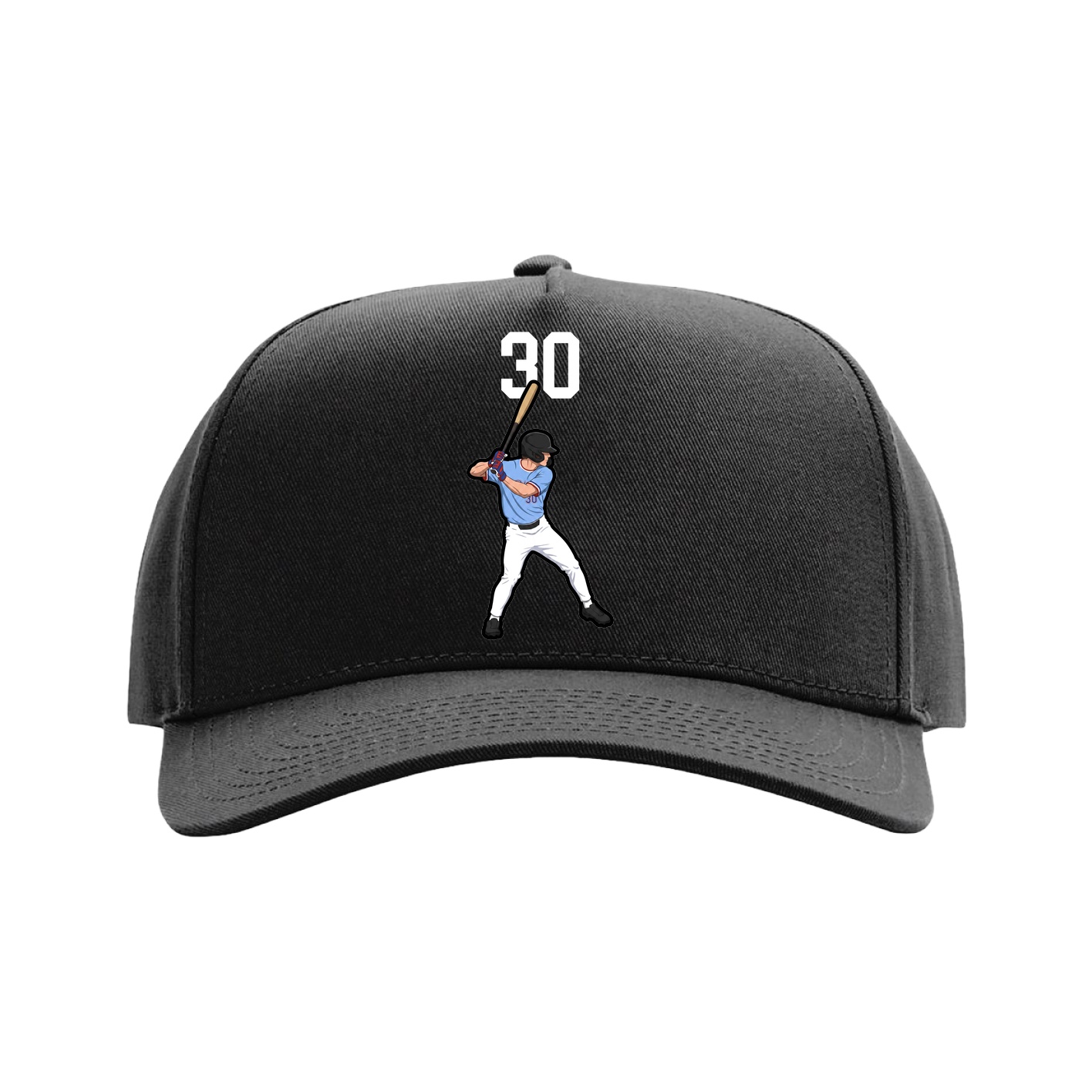 Full Fabric Five-Panel Champ Cap — Number Top in Black
