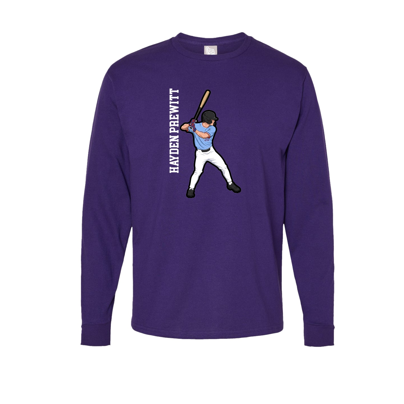 Long Sleeve Tee — Name Vertical in Purple