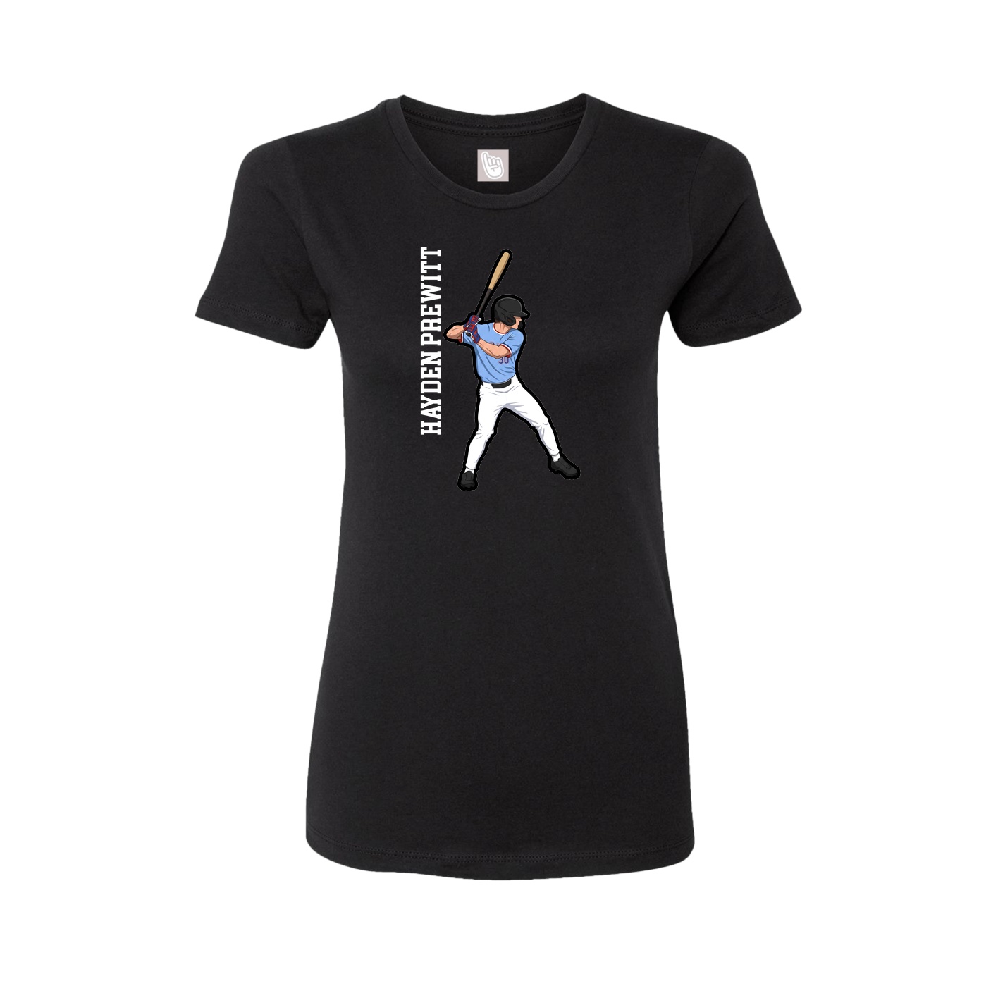 Womens Tee — Name Vertical in Black
