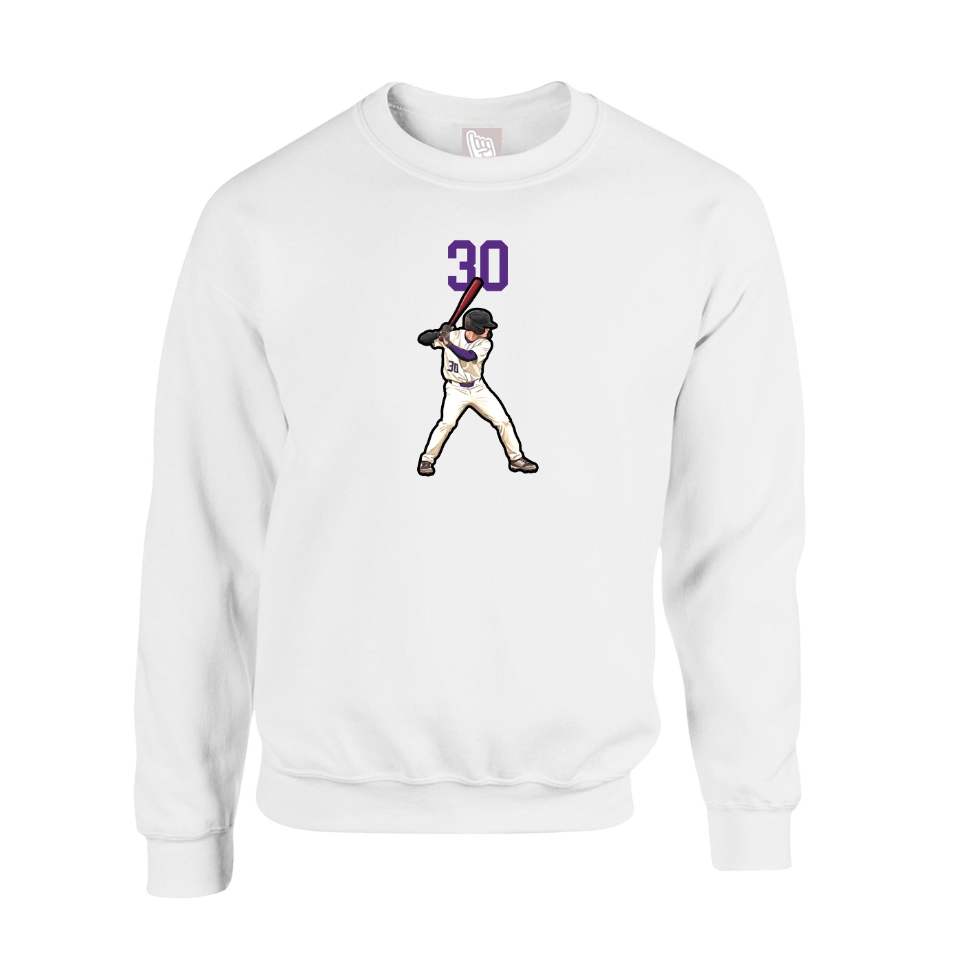 Fleece Crew — Number Top in White