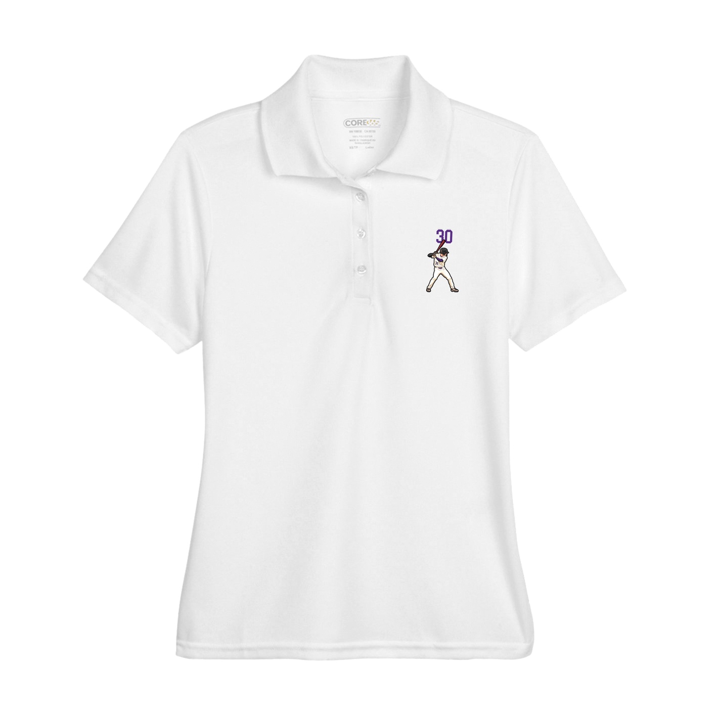Womens Performance Polo — Number Top in White