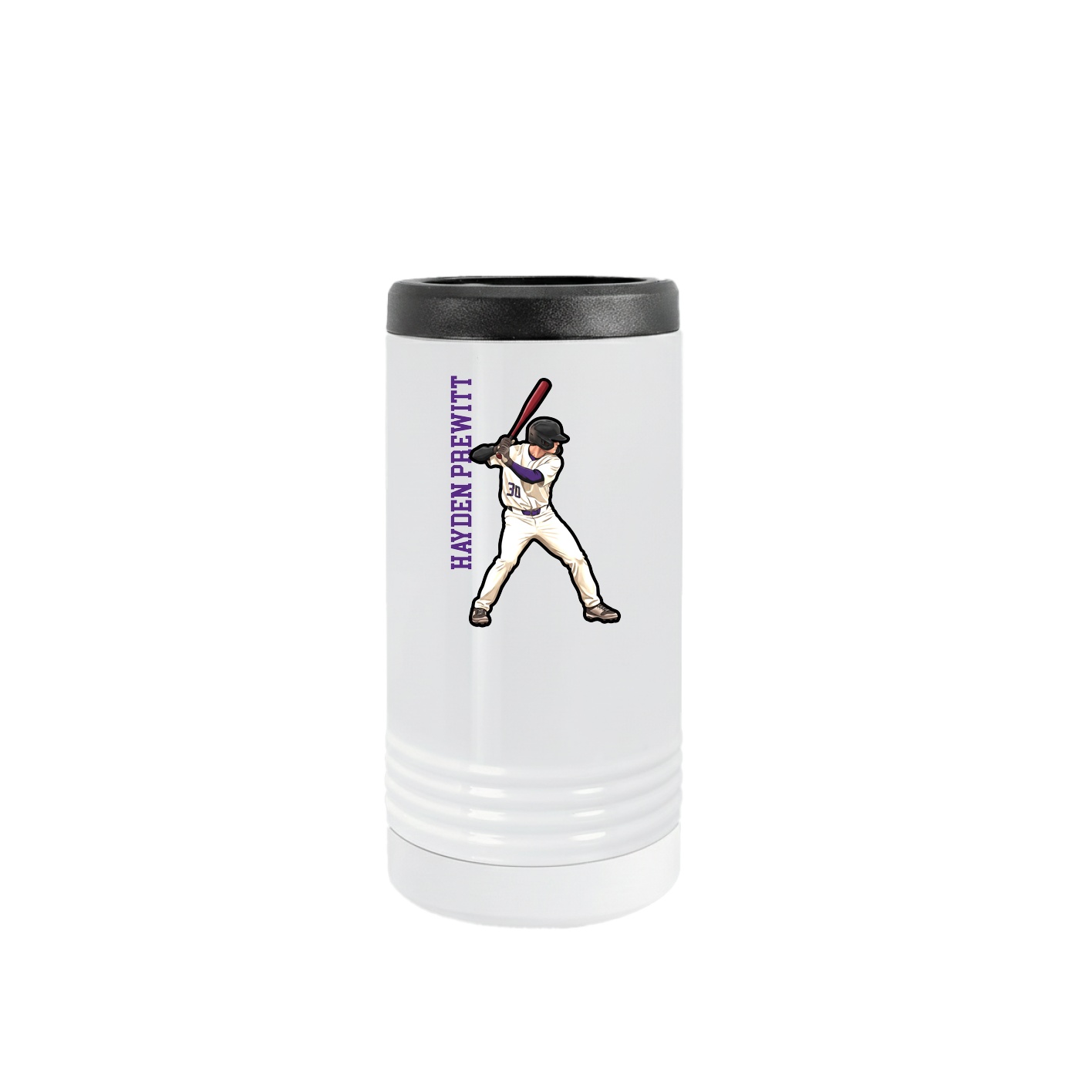 Slim Beverage Holder — Name Vertical in White