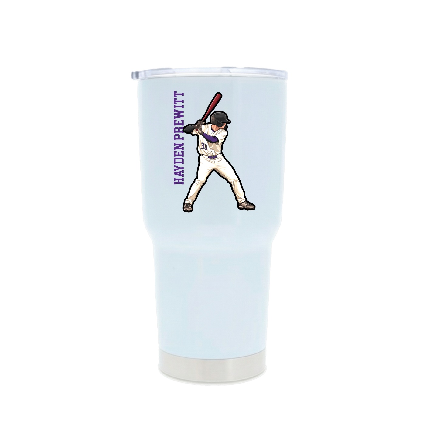 30oz Stainless Steel Tumbler — Name Vertical in White