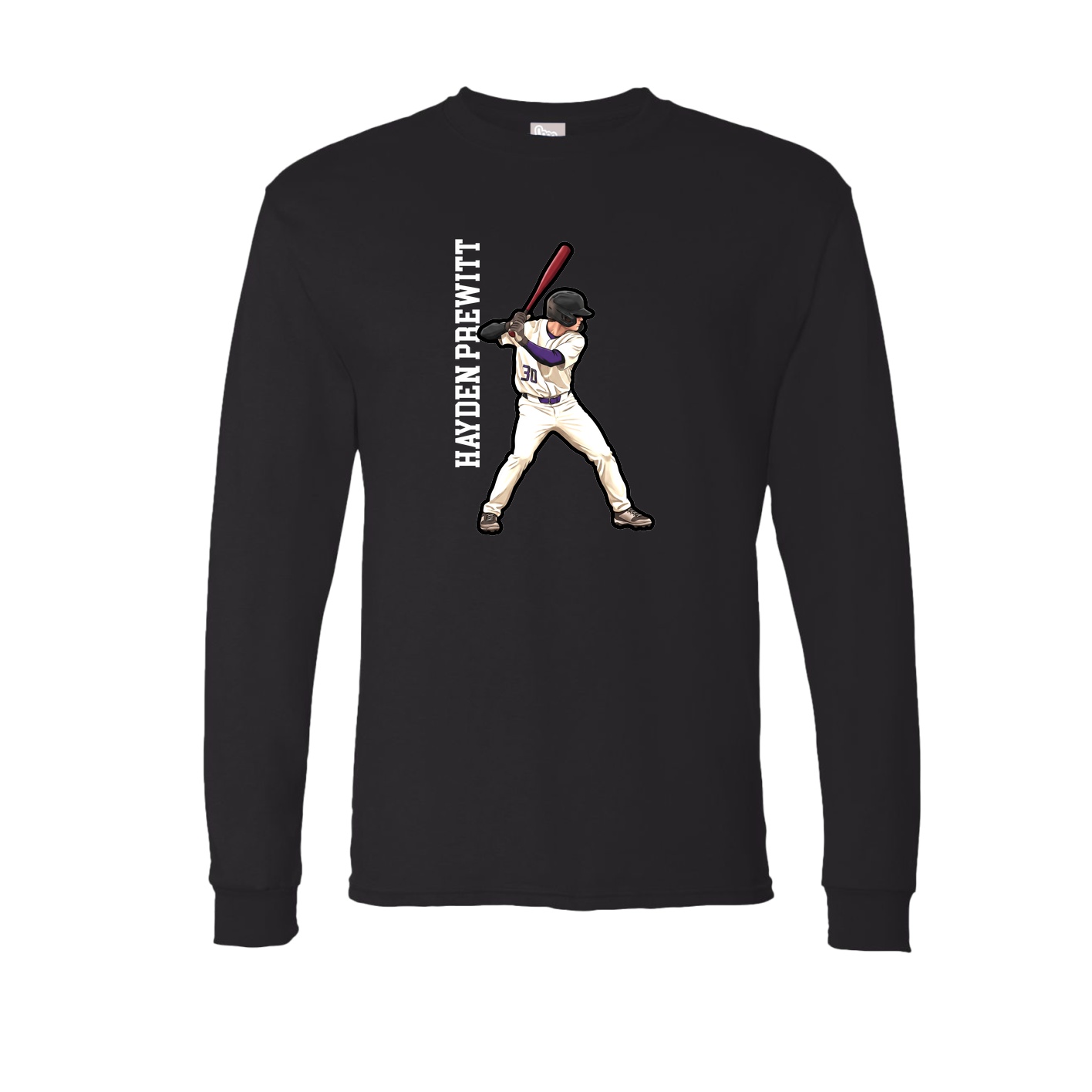 Long Sleeve Tee — Name Vertical in Black