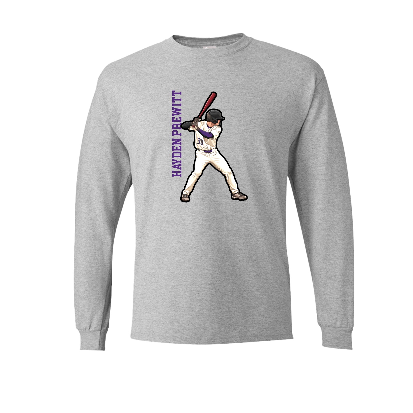 Long Sleeve Tee — Name Vertical in Grey