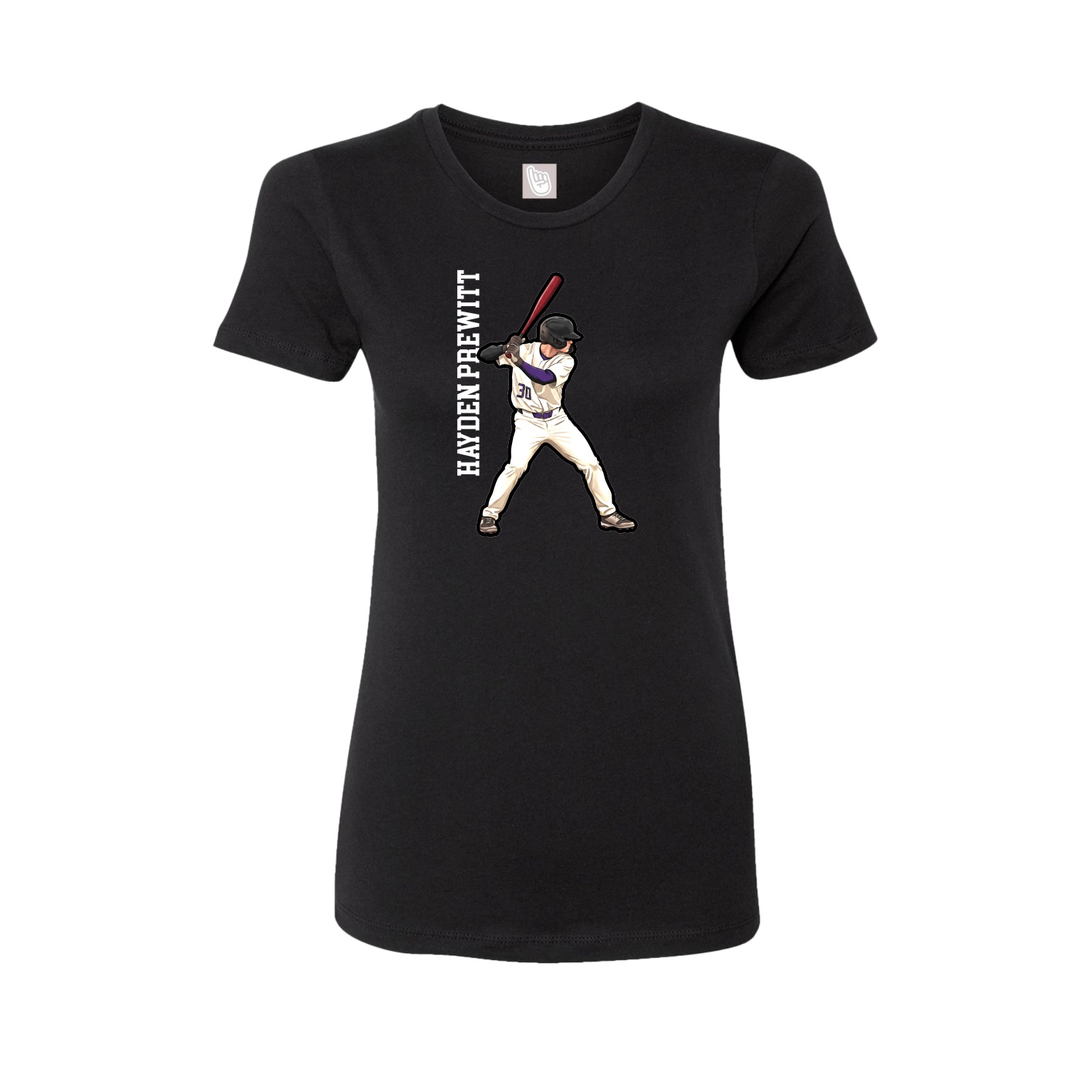 Womens Tee — Name Vertical in Black