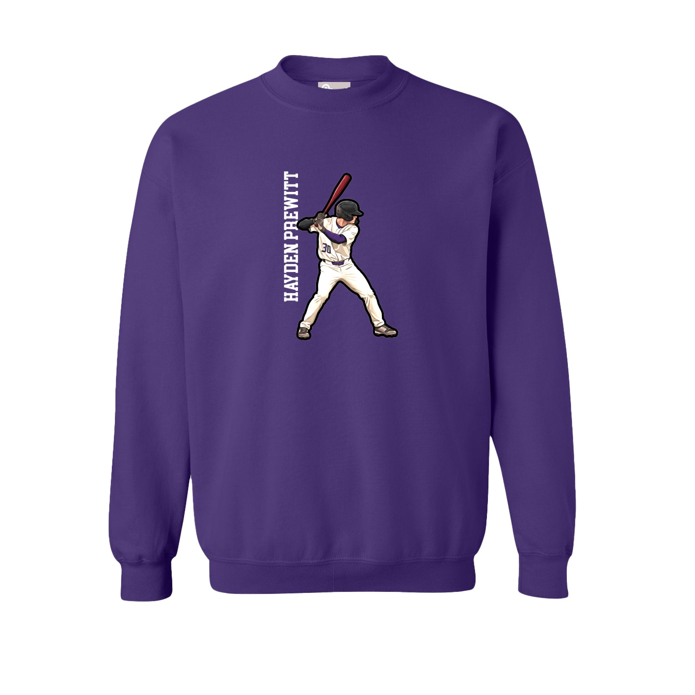 Fleece Crew — Name Vertical in Purple