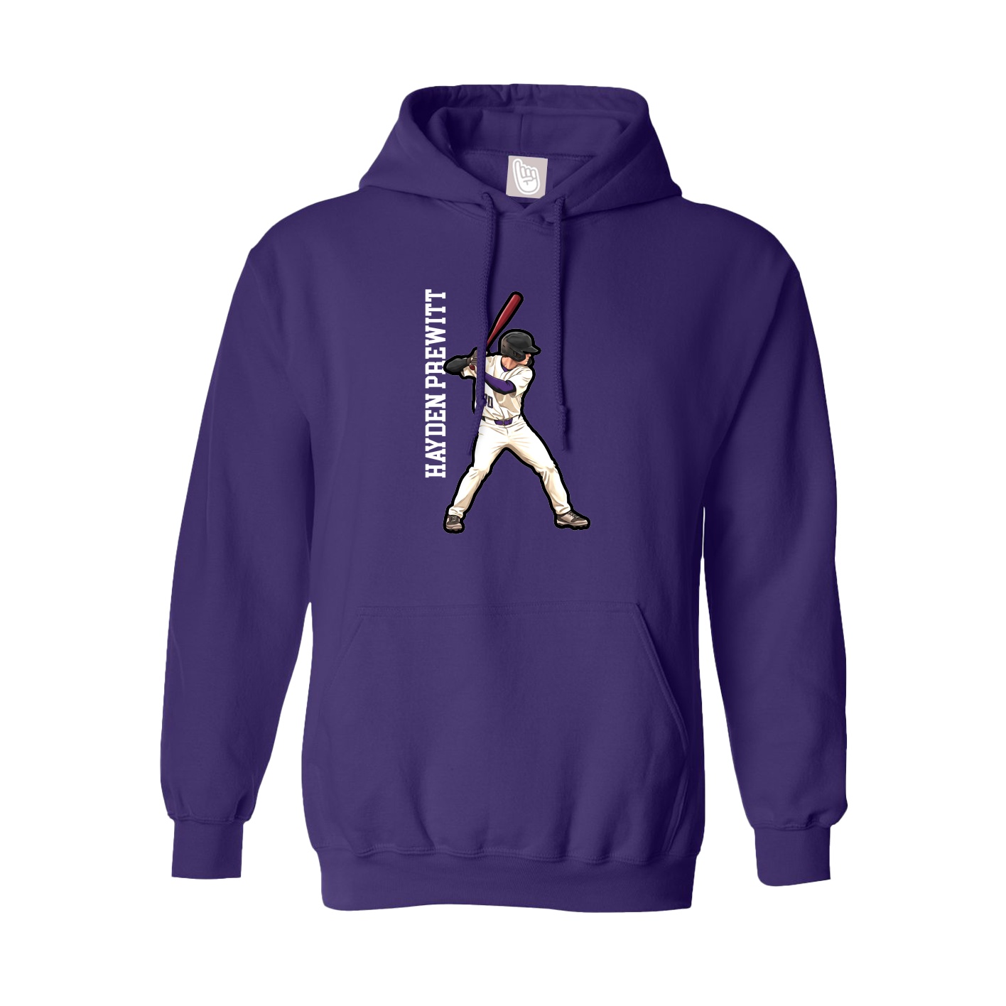 Youth Hoodie — Name Vertical in Purple