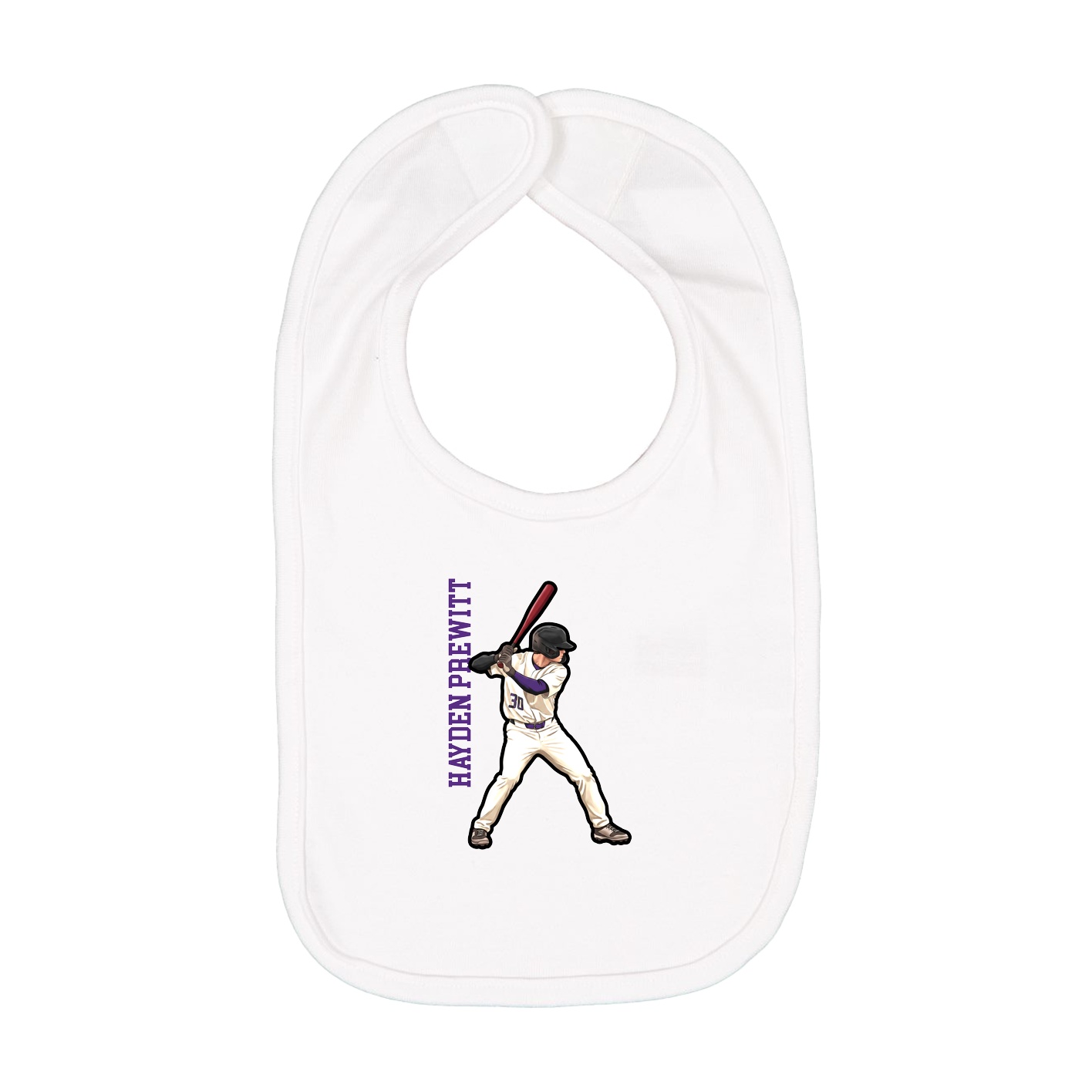 Infant Bib — Name Vertical in White