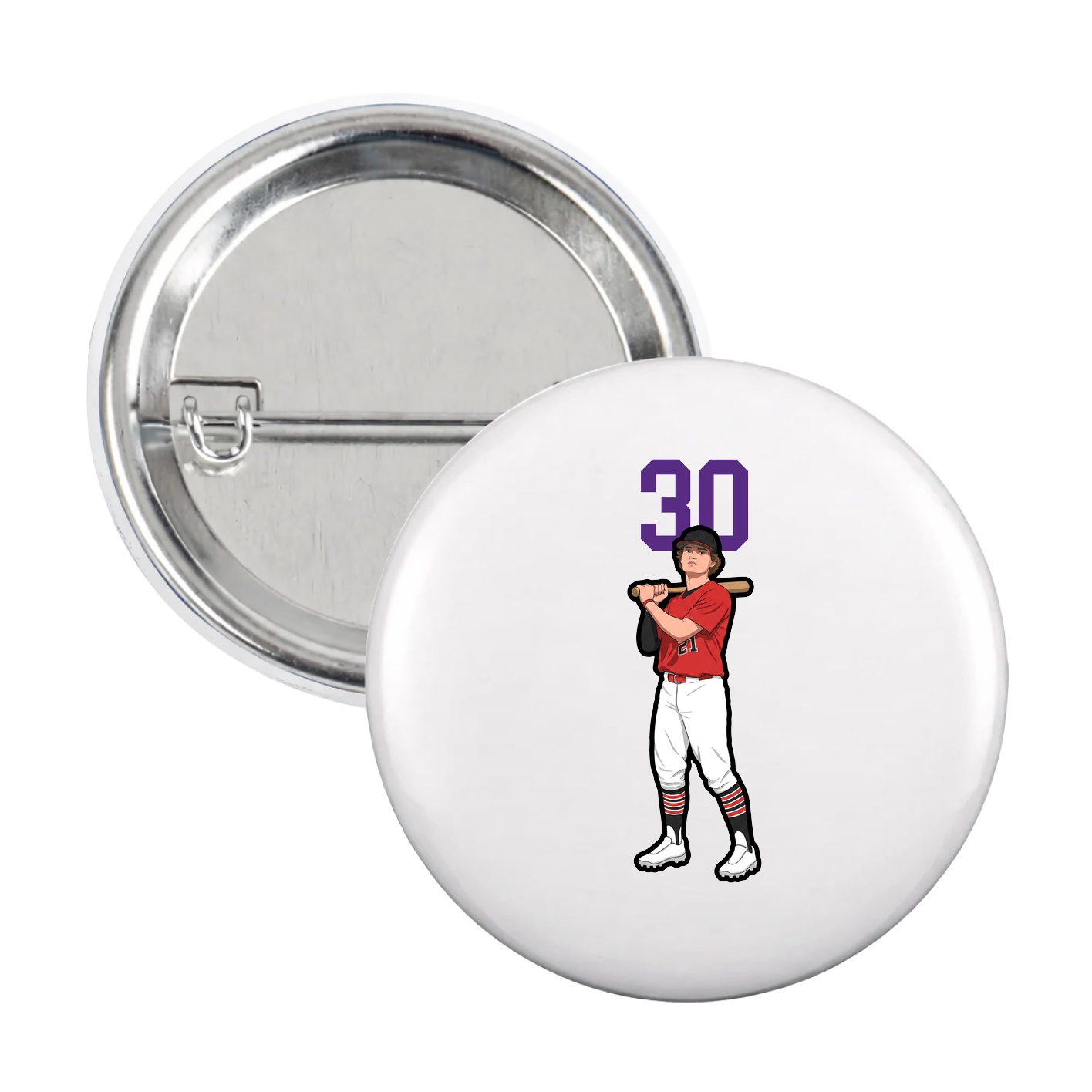 Game Day Button — Number Top in White