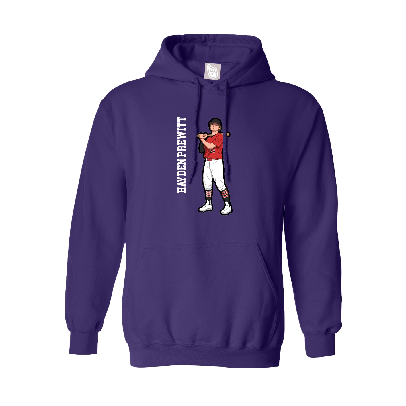Hoodie — Name Vertical in Purple