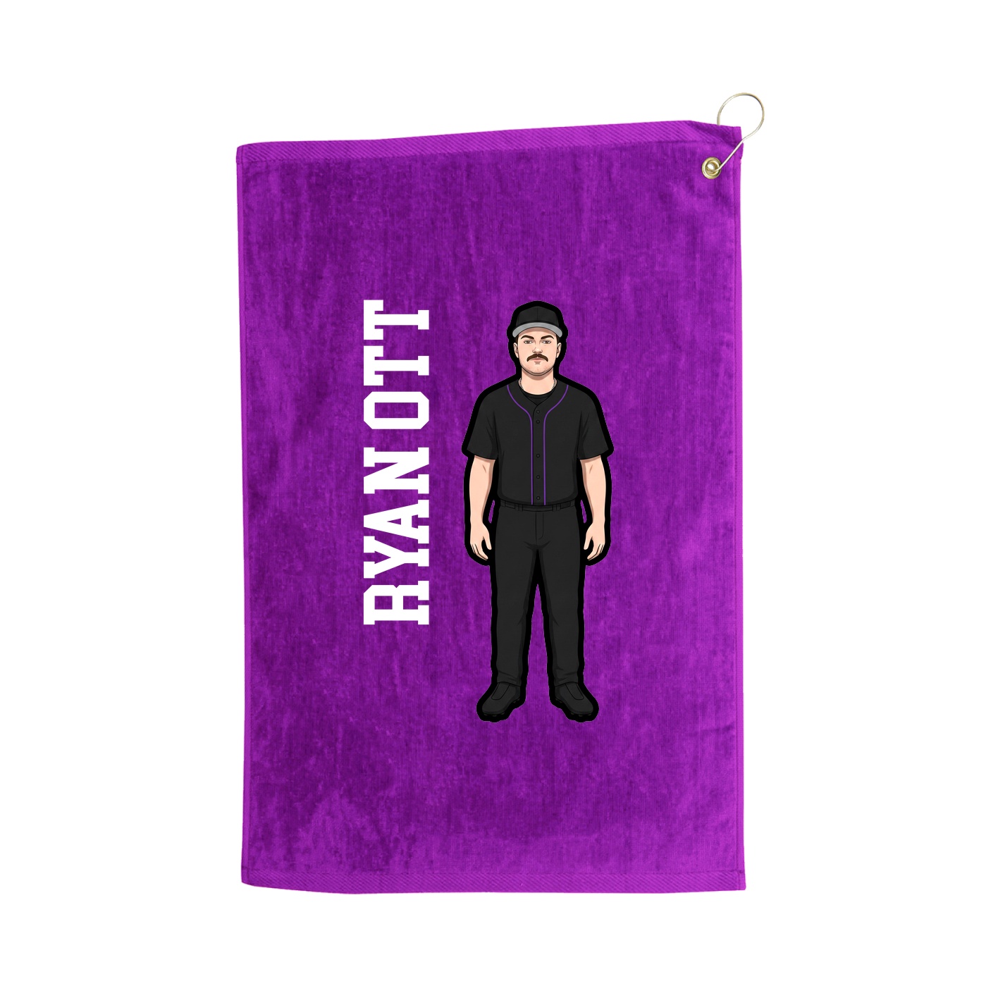 Golf Towel — Name Vertical in Purple