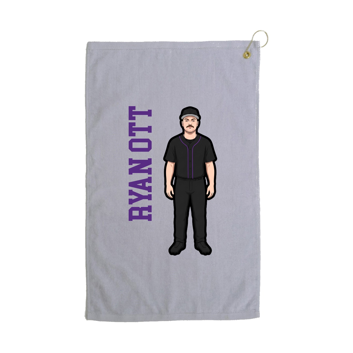 Golf Towel — Name Vertical in Grey