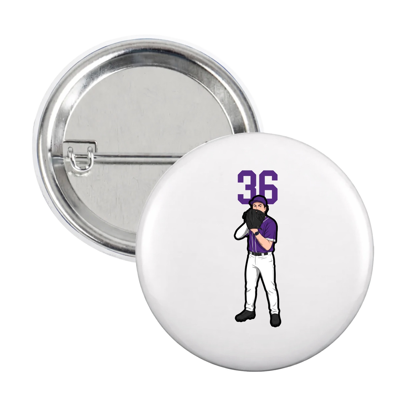 Game Day Button — Number Top in White