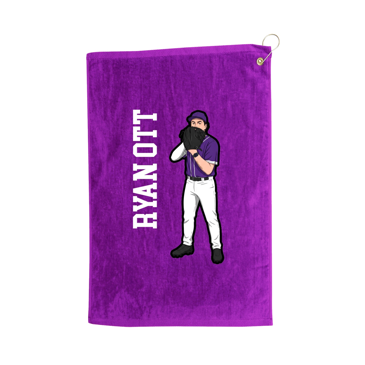 Golf Towel — Name Vertical in Purple