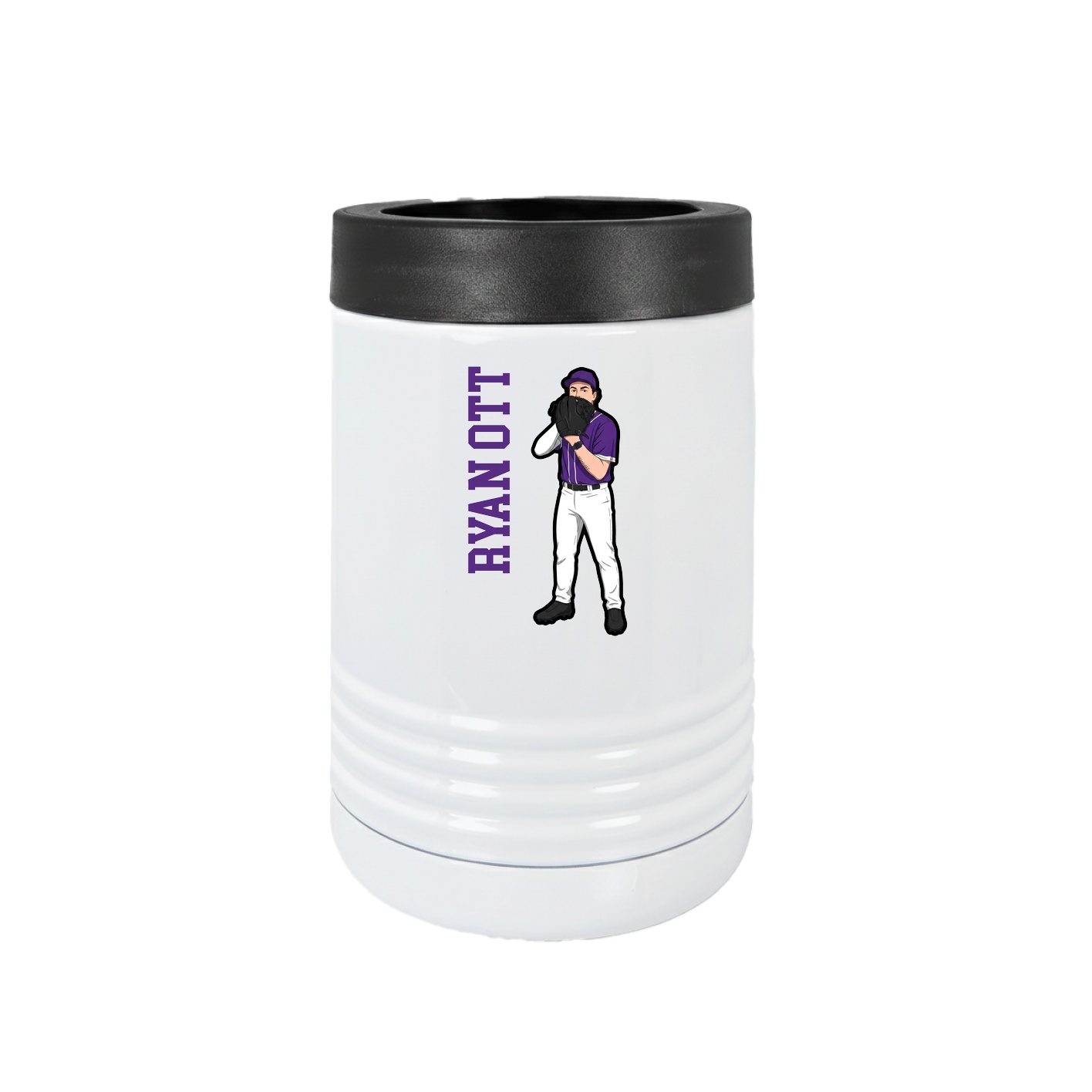 Beverage Holder — Name Vertical in White