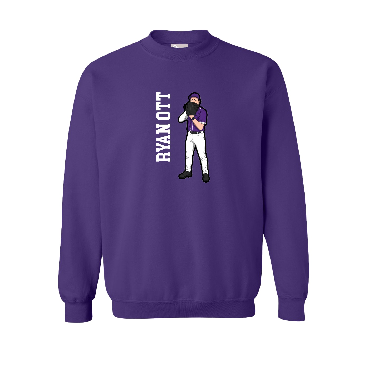 Fleece Crew — Name Vertical in Purple