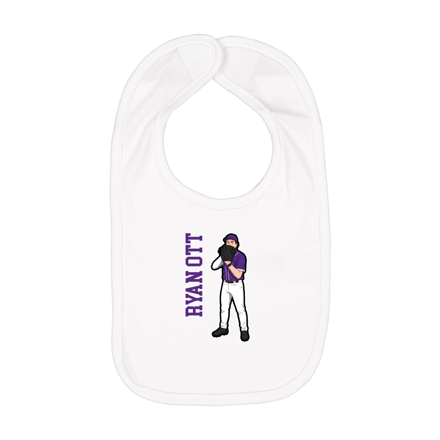 Infant Bib — Name Vertical in White