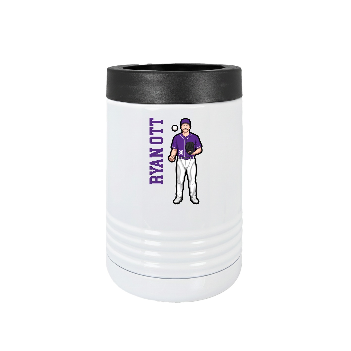 Beverage Holder — Name Vertical in White