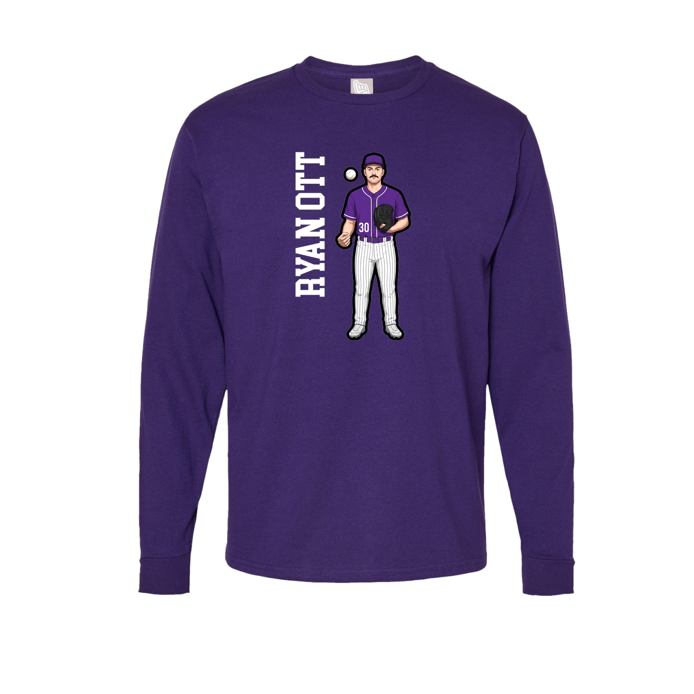Long Sleeve Tee — Name Vertical in Purple