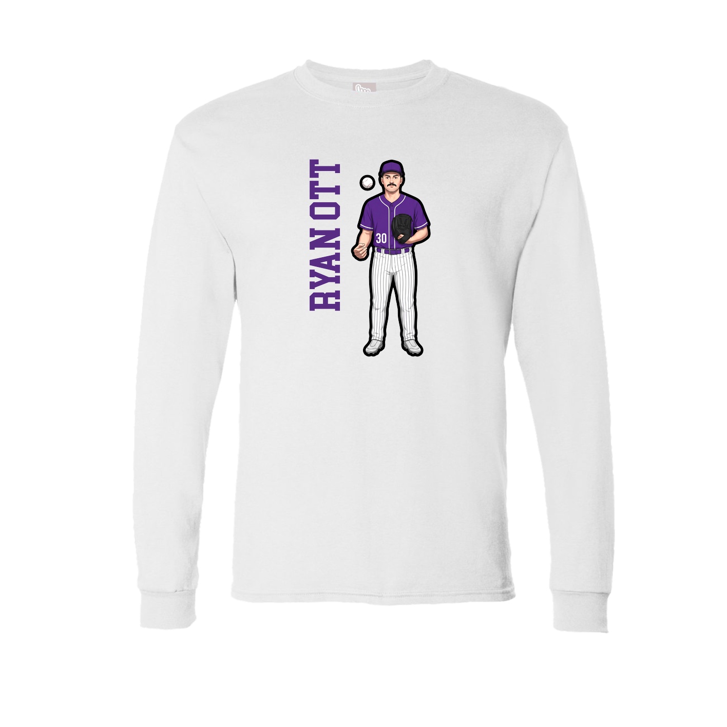 Long Sleeve Tee — Name Vertical in White