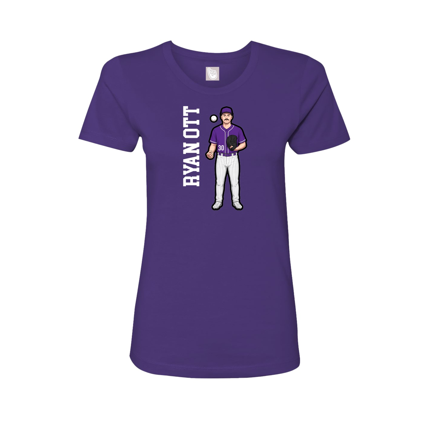 Womens Tee — Name Vertical in Purple