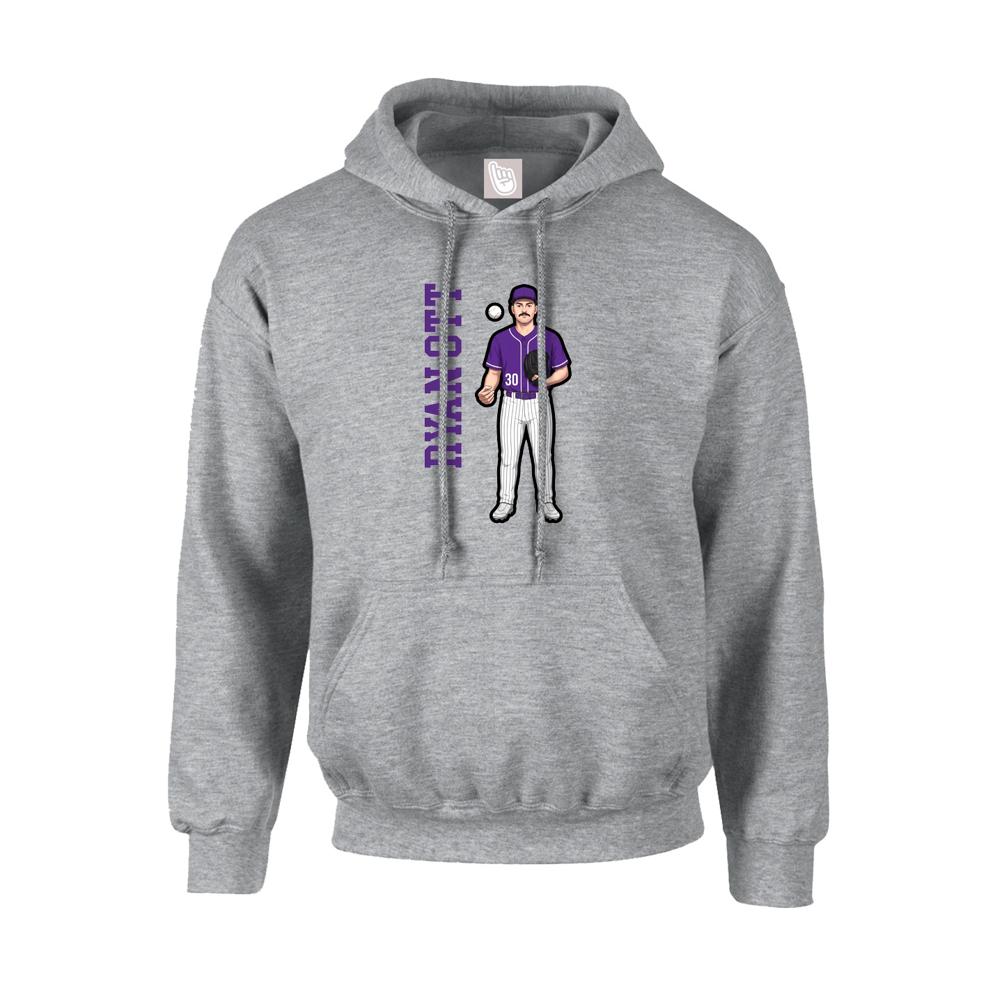Hoodie — Name Vertical in Grey