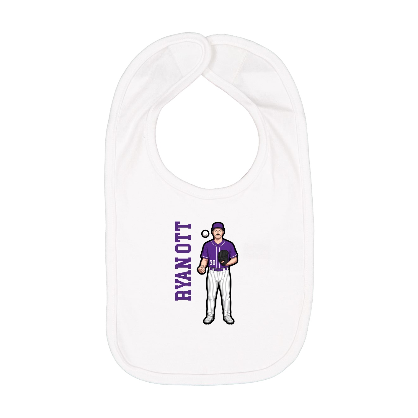 Infant Bib — Name Vertical in White