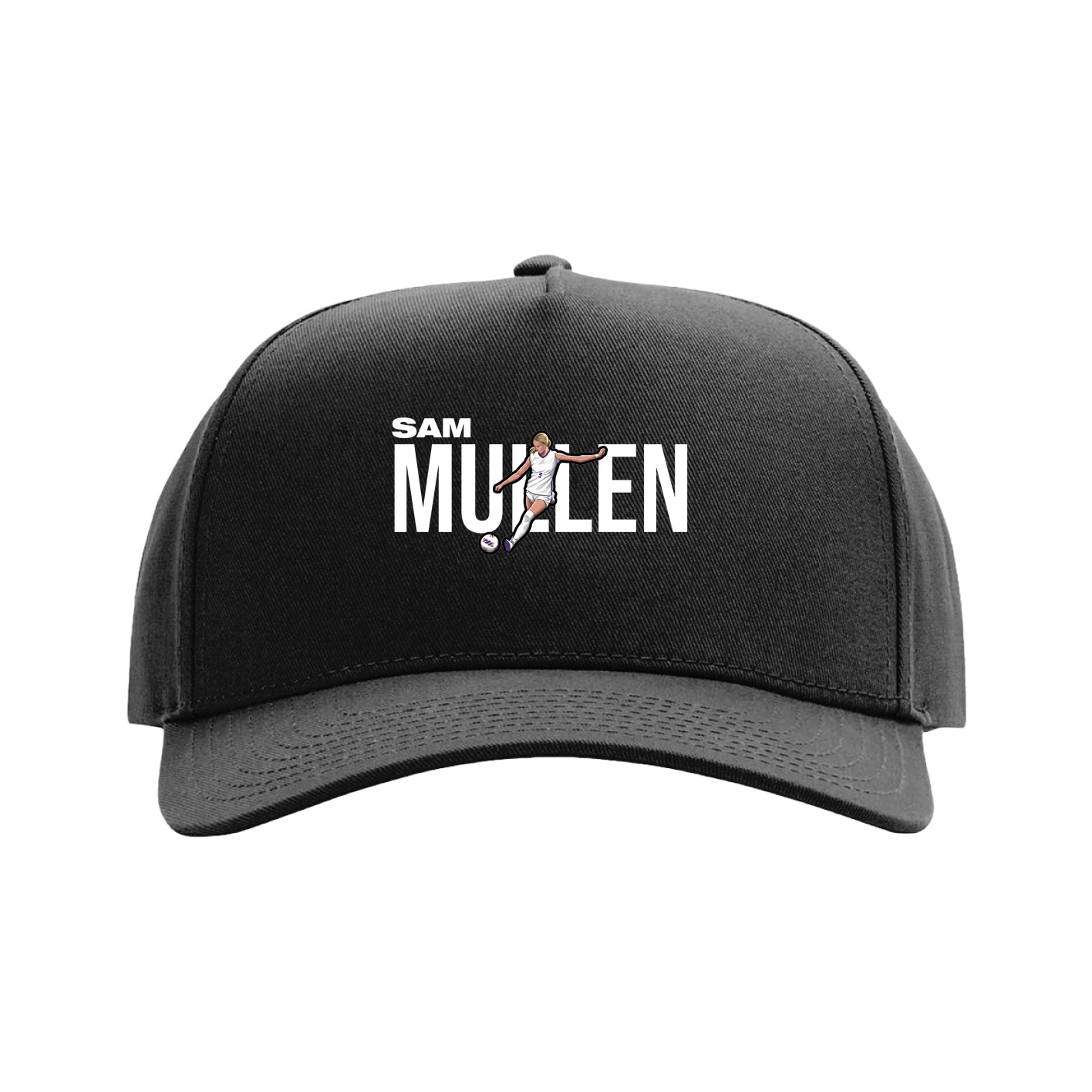 Full Fabric Five-Panel Champ Cap — Player Name in Black