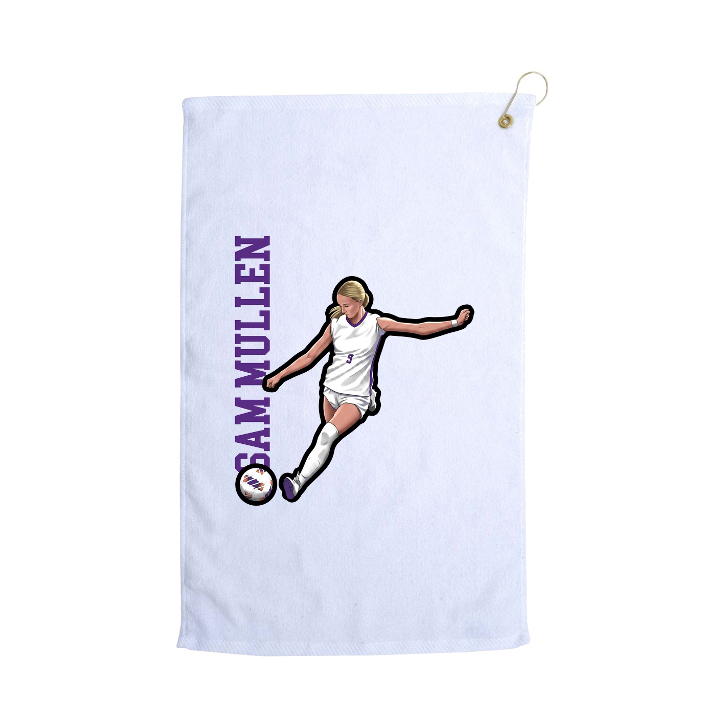 Golf Towel — Name Vertical in White