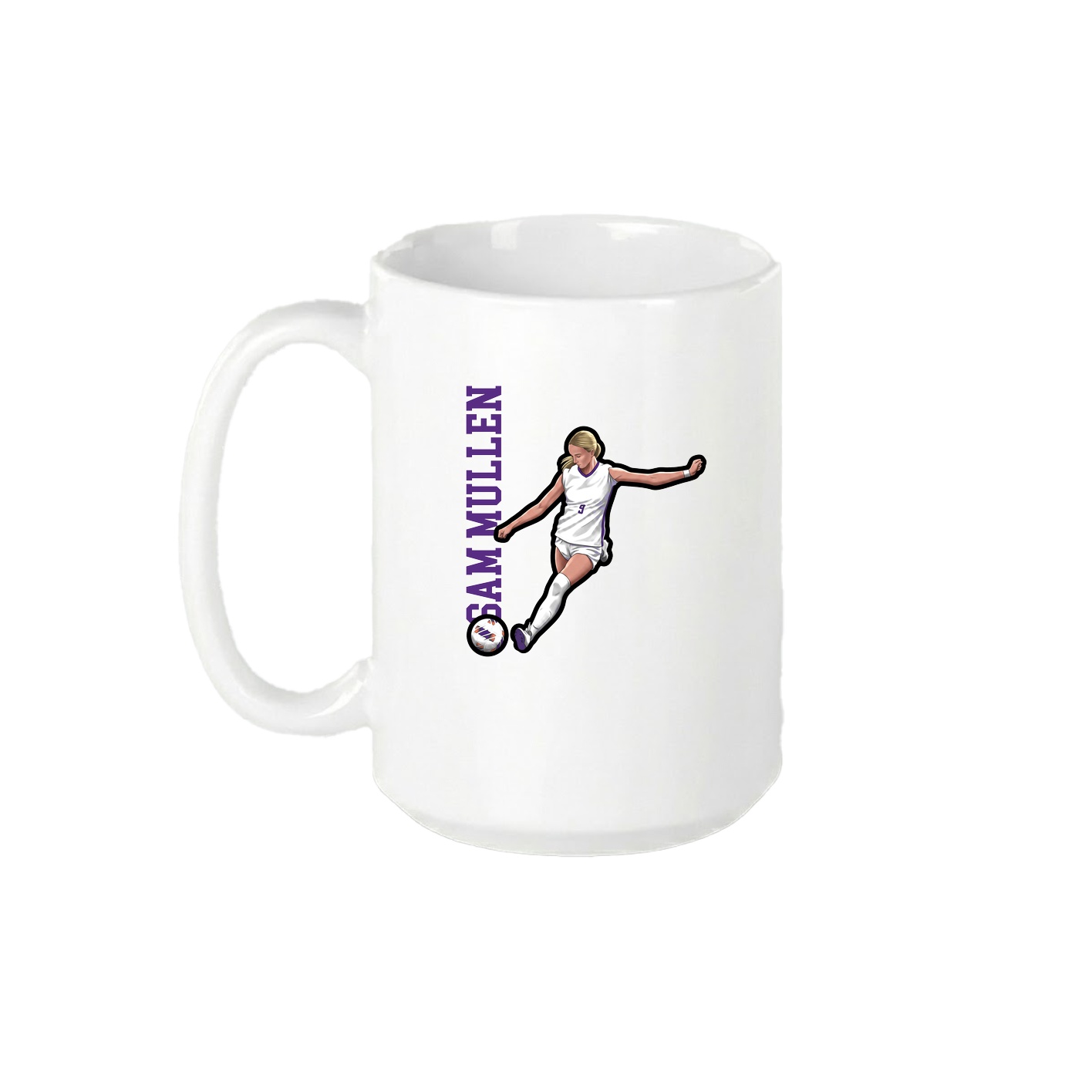 15oz Coffee Mug — Name Vertical in White
