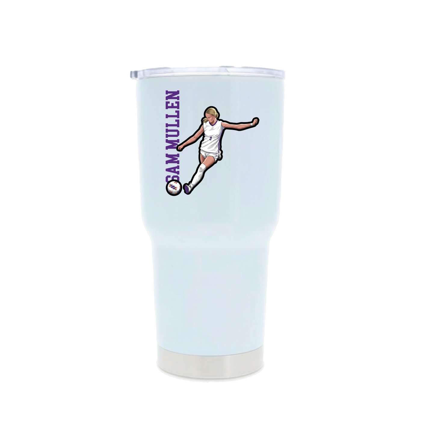 30oz Stainless Steel Tumbler — Name Vertical in White