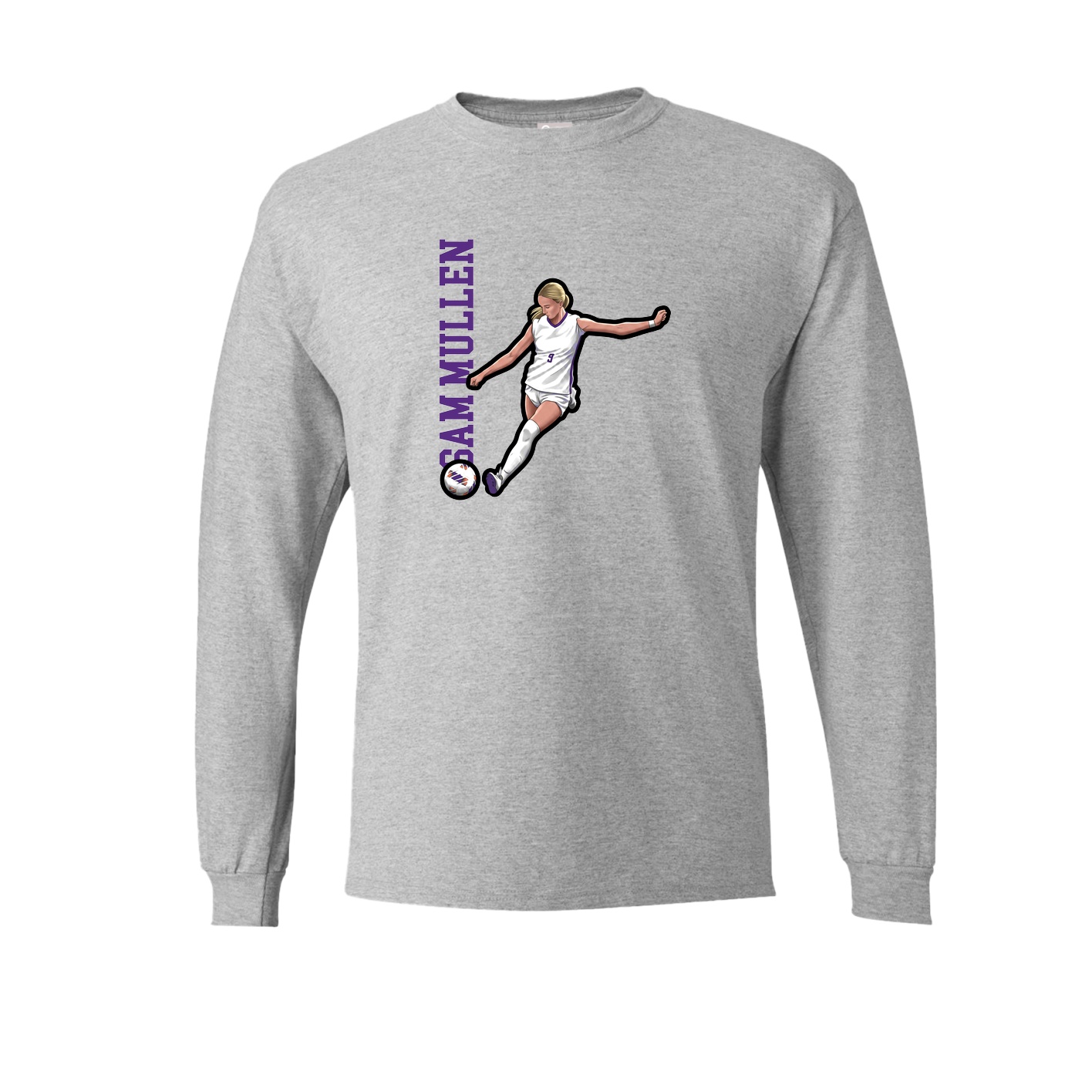 Long Sleeve Tee — Name Vertical in Grey
