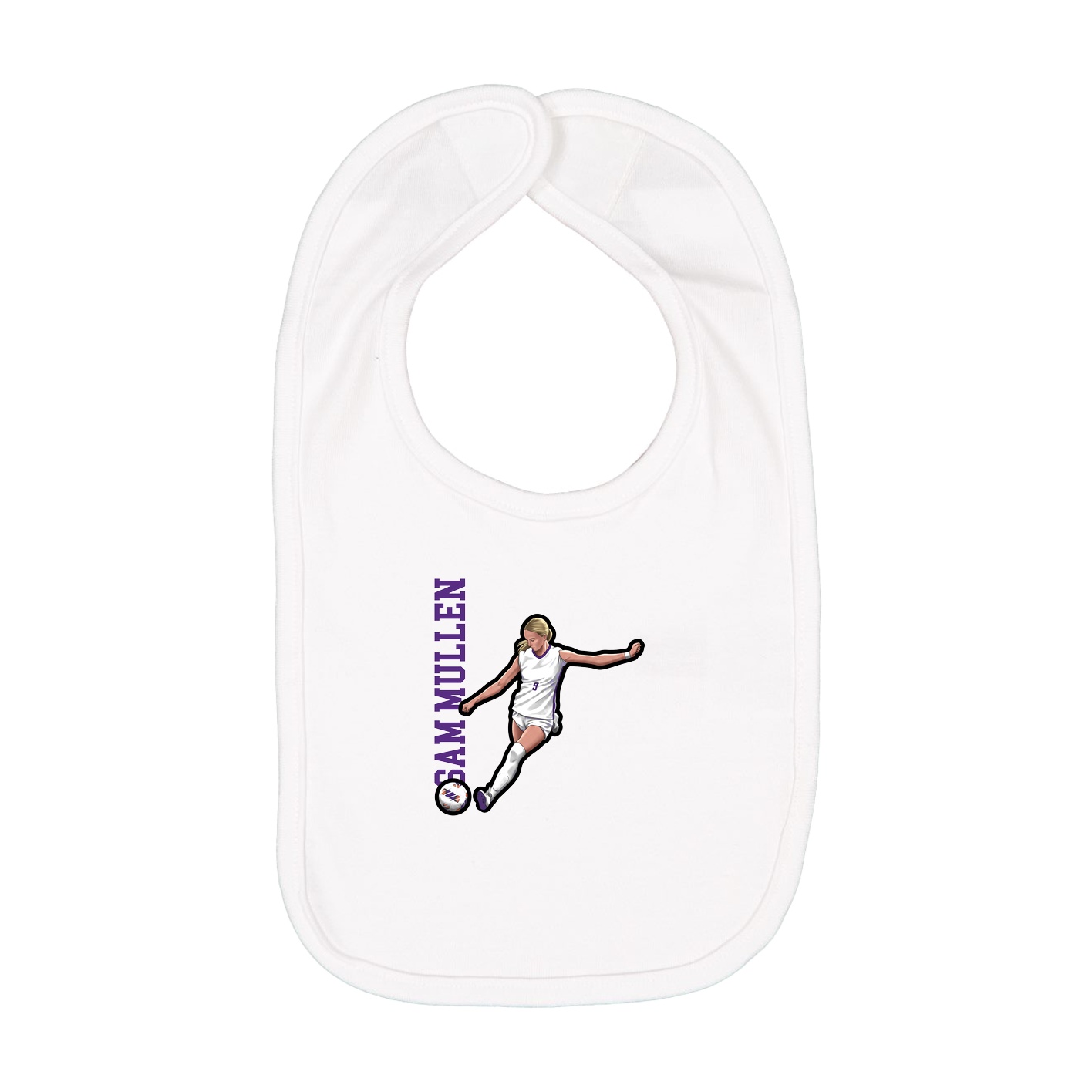 Infant Bib — Name Vertical in White