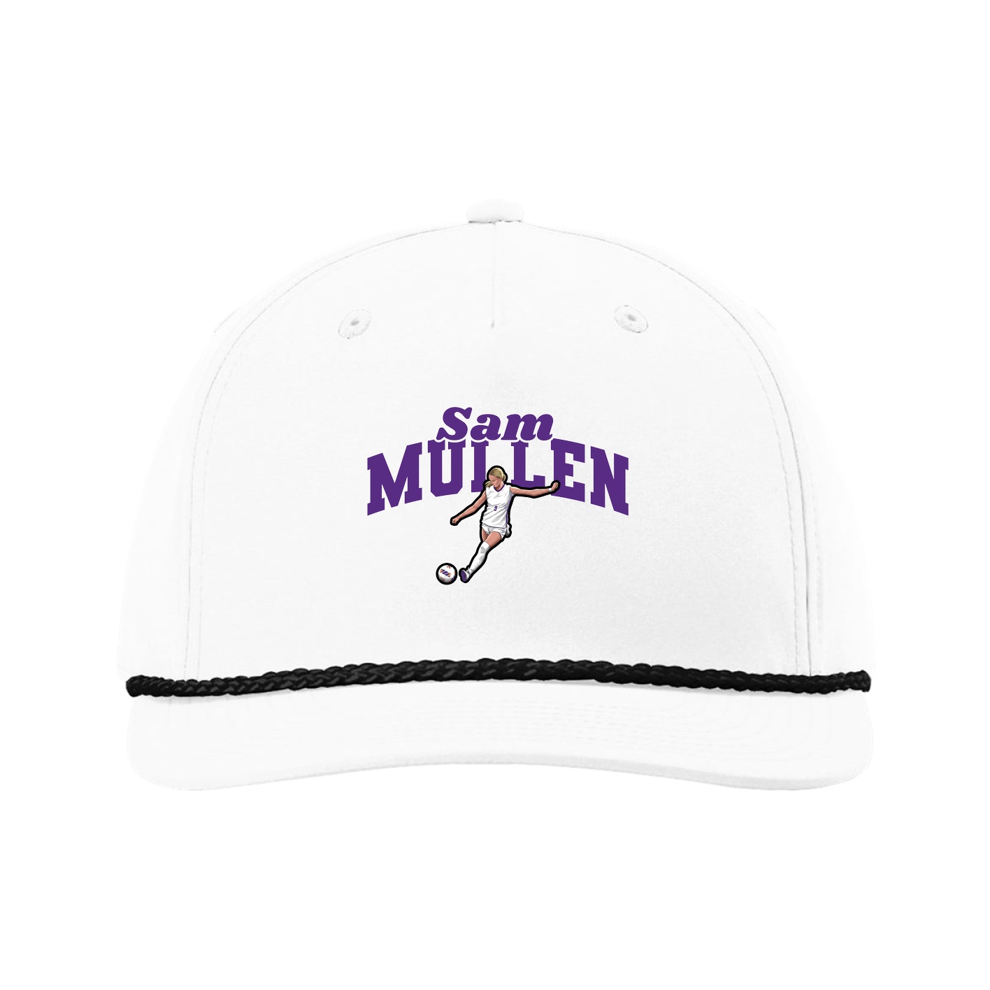 Five-Panel Classic Rope Cap — Signature Arch in White