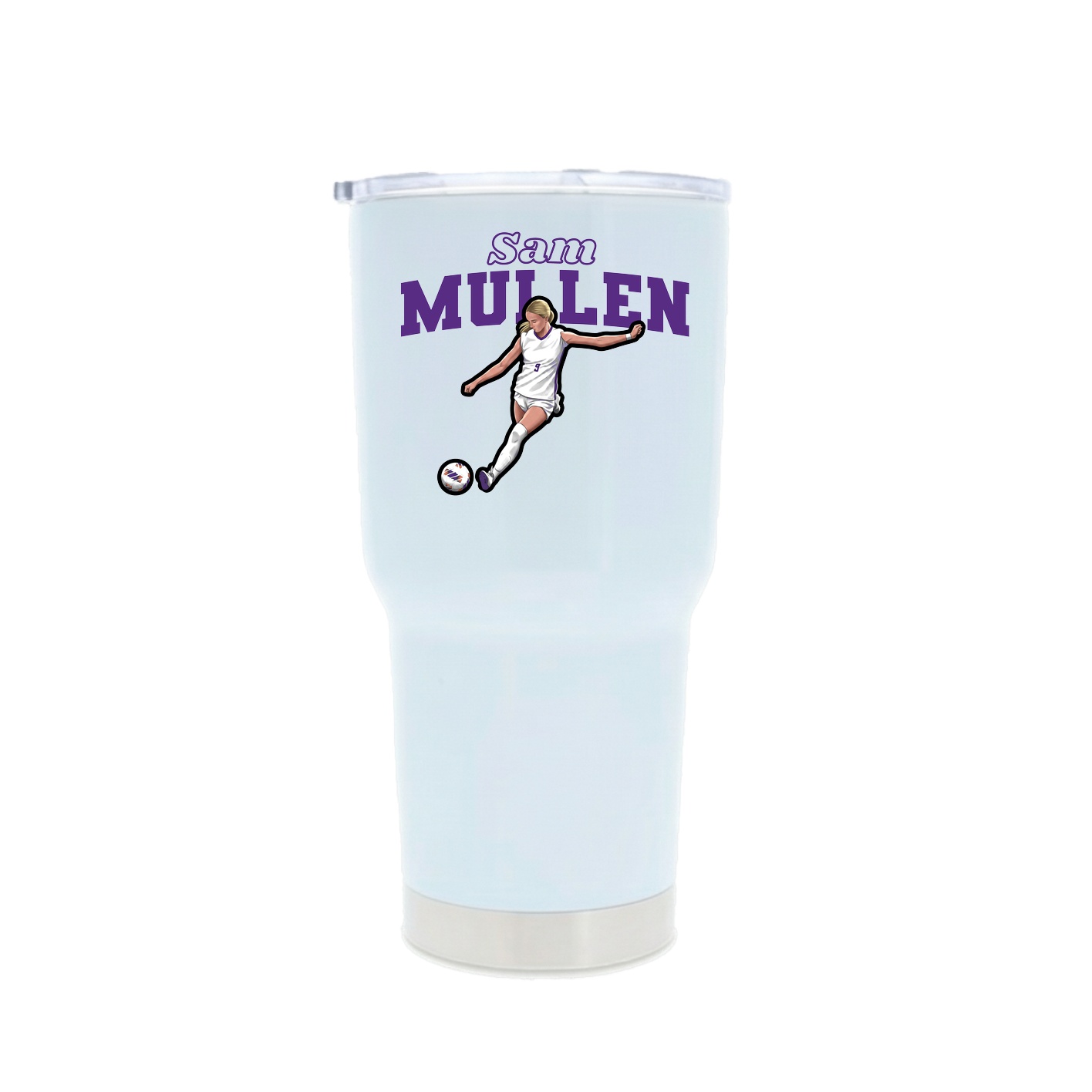 30oz Stainless Steel Tumbler — Name Arch in White