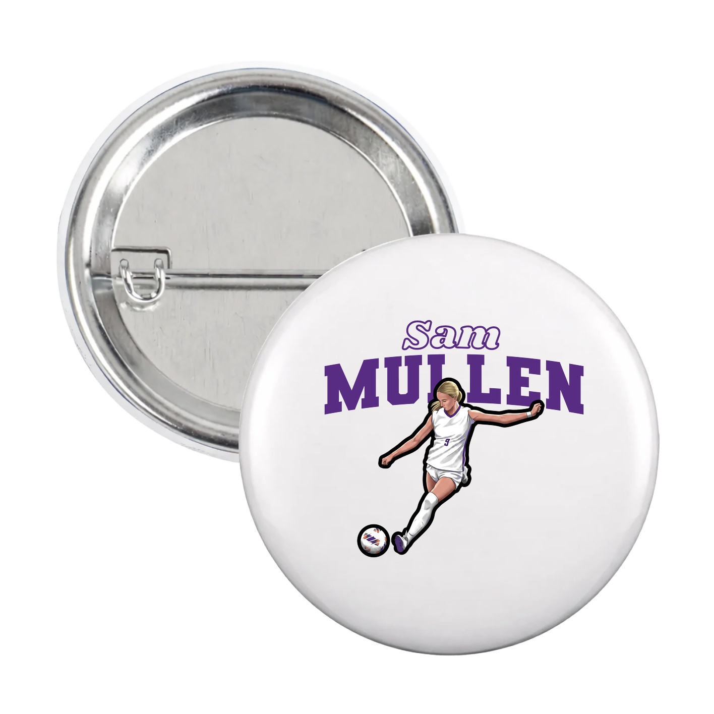 Game Day Button — Name Arch in White