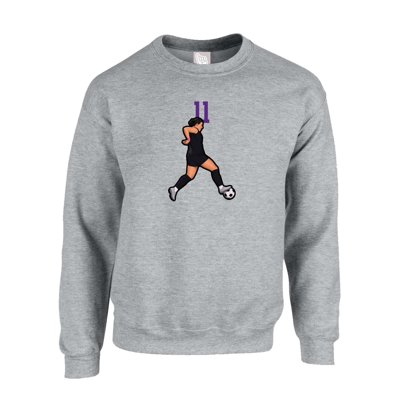 Fleece Crew — Number Top in Grey