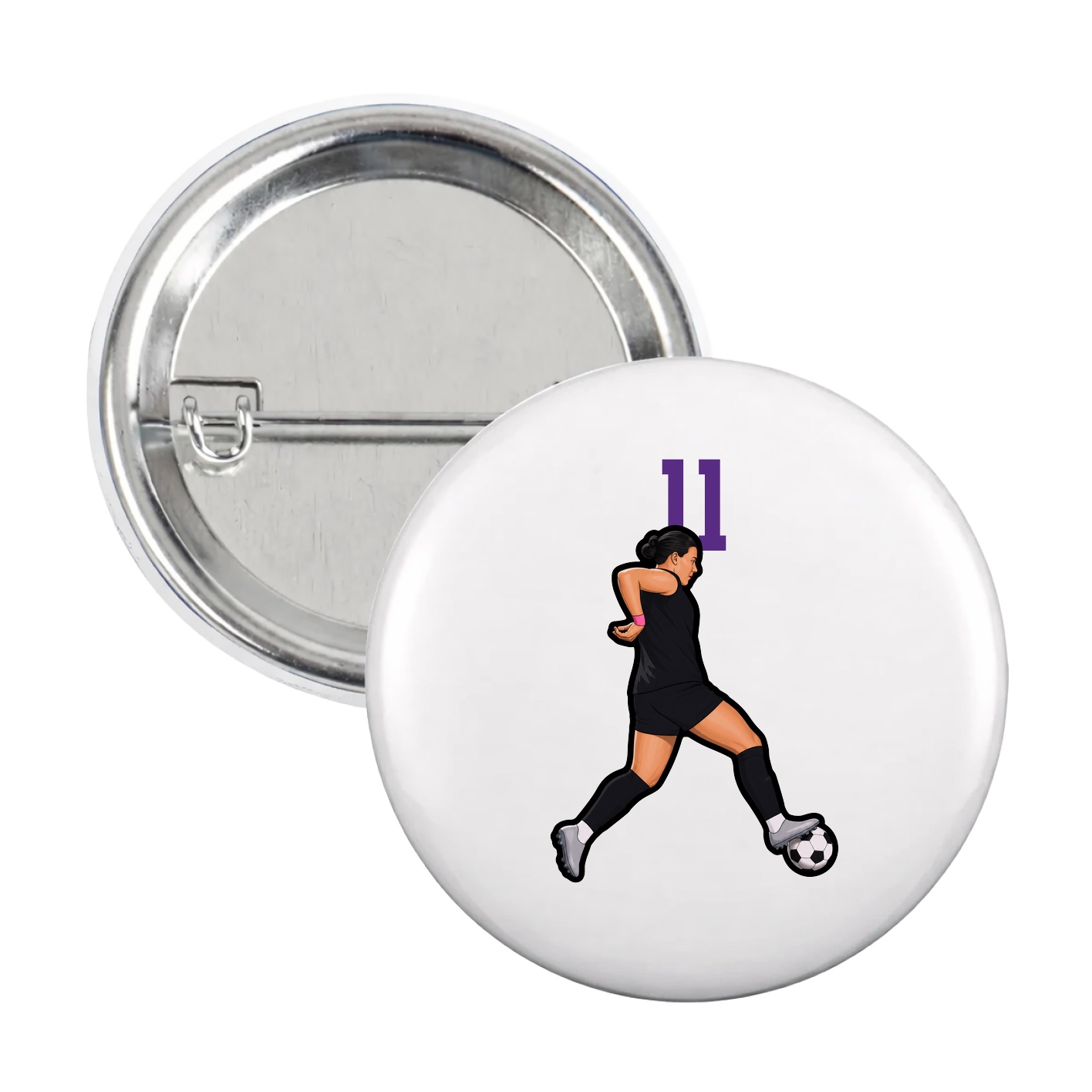 Game Day Button — Number Top in White