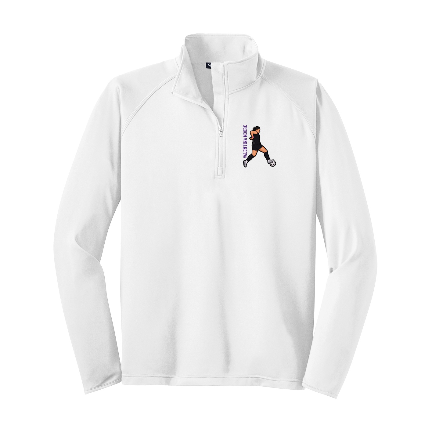 Q-Zip Pullover — Name Vertical in White