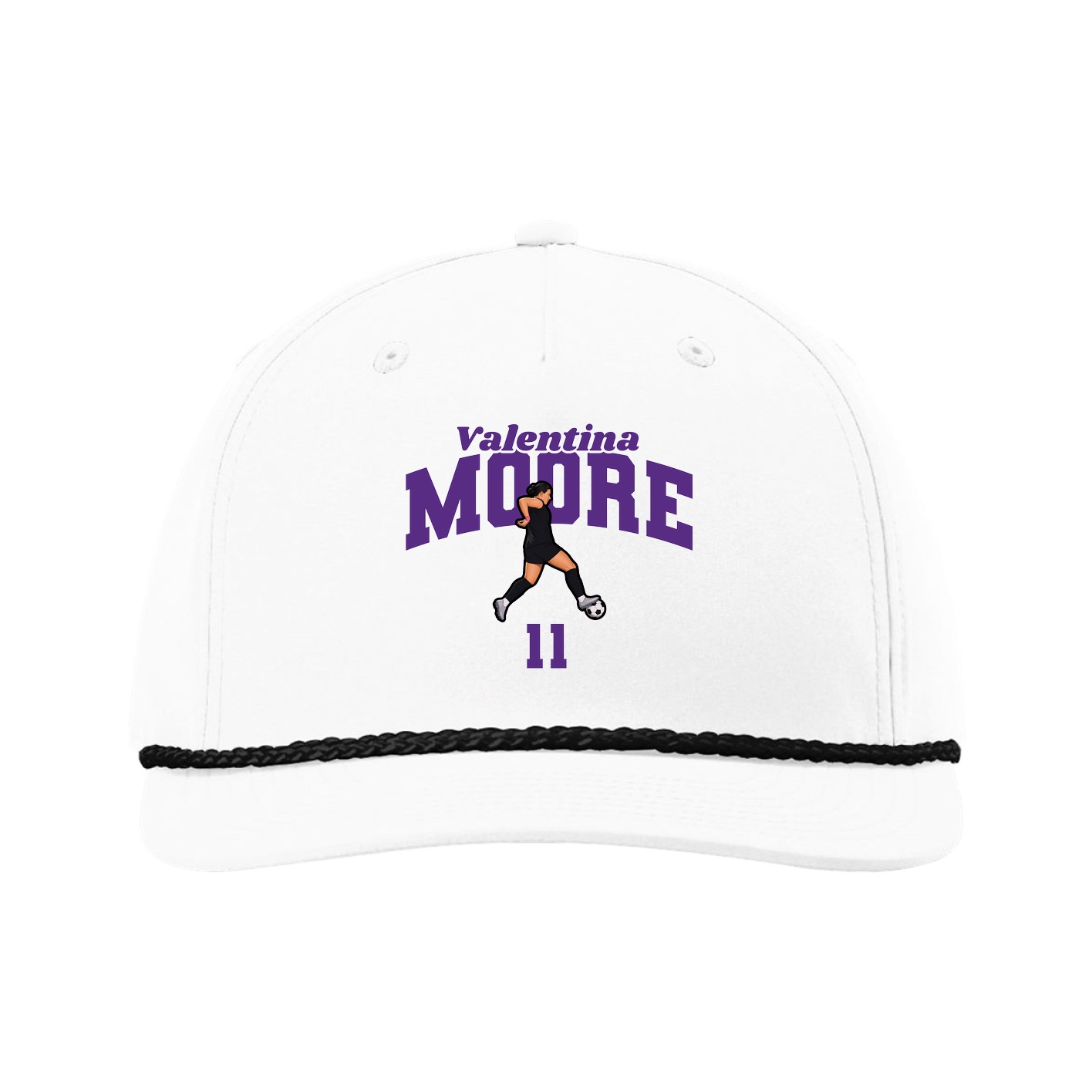 Five-Panel Classic Rope Cap — Signature Arch in White