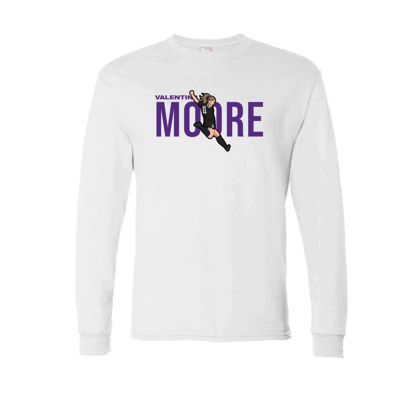 Long Sleeve Tee — Player Name in White