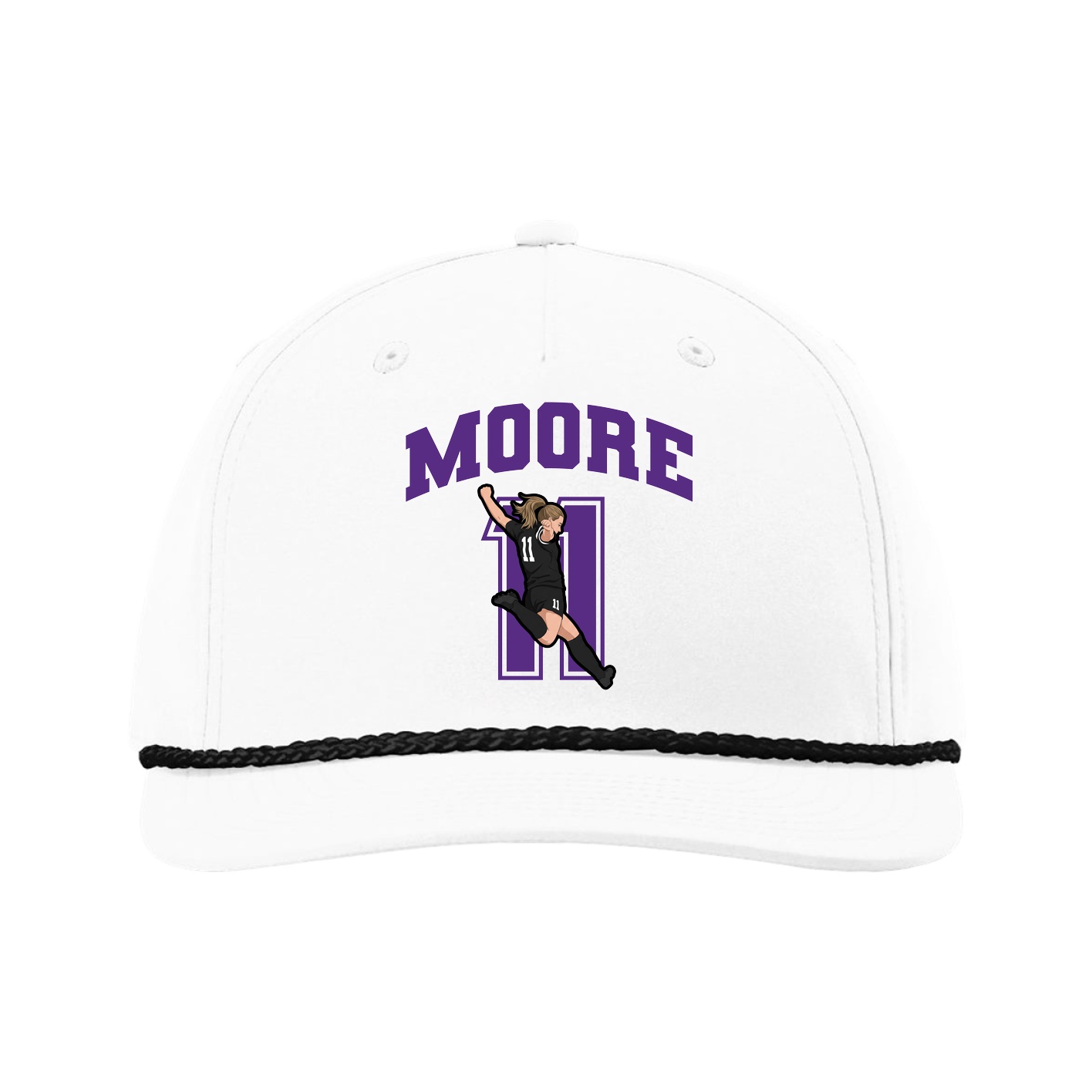 Five-Panel Classic Rope Cap — Number in White